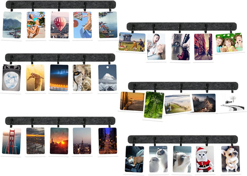 Picture Frames Collage Wall Decor, 6 Pcs Black Felt Lightweight Bulletin Board Strips, Photo Wall Collage Kit with 30 Clips for Photo Display, Not...