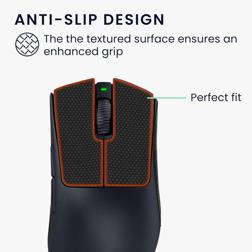 kwmobile Mouse Grip Tape Compatible with Razer DeathAdder V3 Pro Grip Tape - Non-Slip Faux Leather - Black...