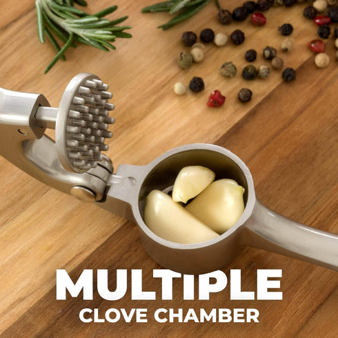Zulay Kitchen Premium Garlic Press Set - Rust Proof & Dishwasher Safe Professional Garlic Mincer Tool - Easy-Squeeze, Easy-Clean with Soft, Ergono...