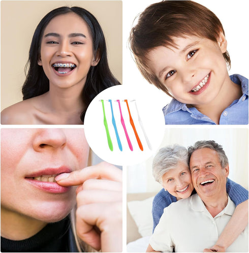 Single End Tufted Toothbrush, 5 Pcs Interspace Tooth Brush Tapered Trim Tooth Cleaner Interdental Toothbrush Tuft Gap Toothbrush for Orthodontic D...
