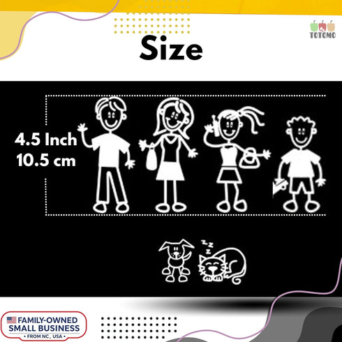 TOTOMO 13 Stick Figure My Family Car Stickers (Style#2) with Pet Dog Cat Family Car Decal Sticker for Windows Bumper...