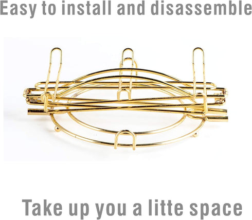 YOLIFE Gold Tea Cup Holder Display Stand, Metal Coffee Cup Rack for 6 Cups and 6 Saucers, Foldable Organizer-Elegant and Practical Accessory for H...