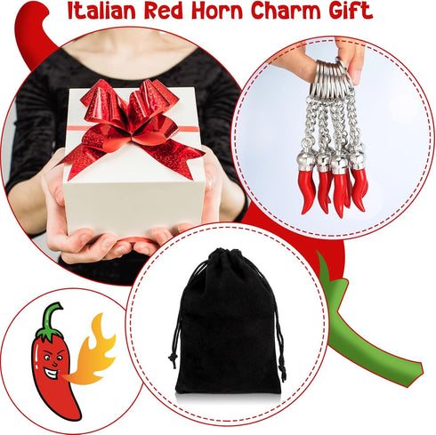 Remuuly 10 Pcs Italian Horn Keychain Italian Red Horn Charm Chili Pepper Keychain Souvenir for Car Mirror Accessories...