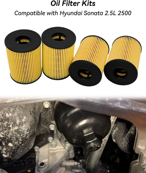Engine Oil Filter with Seals Pack Replace 26350-2S000 21513-23001 Fits for Hyundai Sonata Kia Sorento 2.5L Engine 2021-2022, 4pcs...