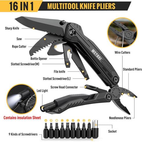 WEARXI Stocking Stuffers for Men Adults, Multitool Pocket Knife Gifts for Men, Mens Gifts for Christmas, Birthday Gifts for Dad, White Elephant Gi...