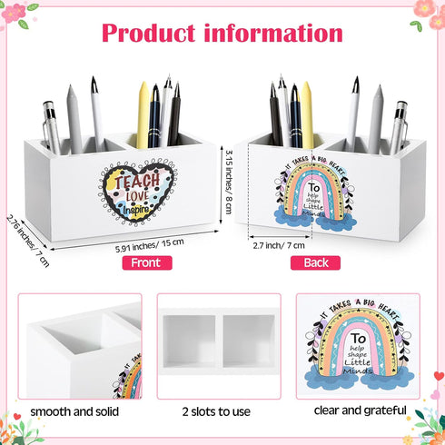 Maitys Teacher Appreciation Gifts Teacher Desk Organizer Wooden Pencil Holders Appreciation Pen Holders White Desktop Pen Organizer Teacher Desk D...