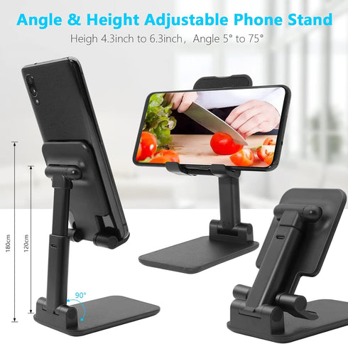 Cell Phone Stand, Folding Desktop Phone Stand, Angle Height Adjustable Mobile Phone Holder for Desk, Office, Tablet Stand Compatible with All Phon...