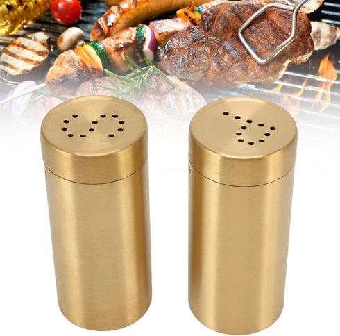 CHICIRIS Salt and Pepper Shaker, 2 Packs Stainless Steel Spice Shaker Gold Salt Container with Fine Mesh, Small Kitchen Gadgets, Spice Jars Season...