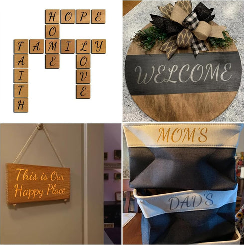 4 Inch Alphabet Letter Stencils for Painting - 70 Pack Letters and Numbers Stencil Templates with Signs for Painting on Wood, Reusable Number and ...