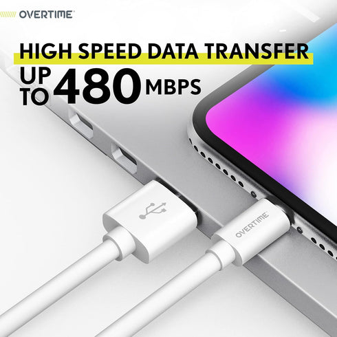 Overtime iPhone Charger Cable 1 Foot, Apple MFi Certified USB to Lightning Cable, 1ft USB Cord for iPhone 14/13/12/11/Pro/Max/Mini/SE/XR/XS/X/8/7/...