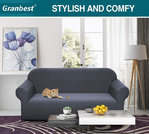 Granbest Premium Water Repellent Sofa Cover High Stretch Couch Slipcover Super Soft Fabric Couch Cover (Gray, Large)...