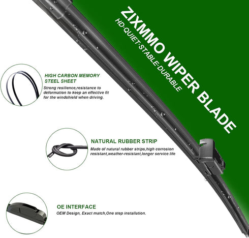 26"+16" windshield wiper blades with 10" Rear Wiper Blades Set Replacement for Nissan Leaf 2011-2017 -Original Factory Quality?Easy DIY Install (S...