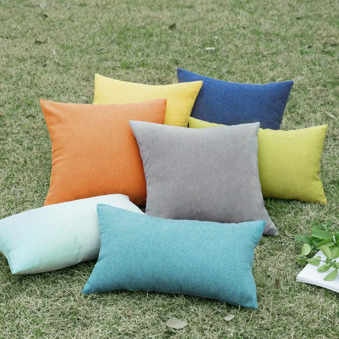 MIULEE Pack of 2 Decorative Outdoor Solid Waterproof Throw Pillow Covers Faux Linen Garden Farmhouse Coastal Cushion Cases for Summer Patio Tent B...