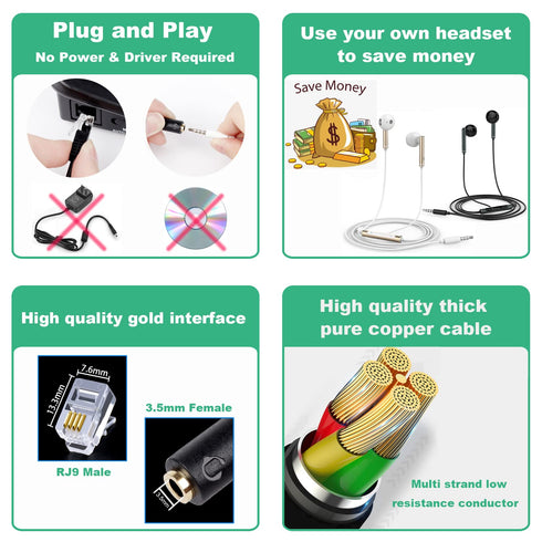 Headset Adapter Cable 3.5mm Smartphone Headset to RJ9/RJ10 Phone Adapter for ONLY Cisco 7940 7970 7960 6900 8900 Series Phones...