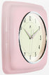 Infinity Instruments Square Silent Retro 9 inch Mid Century Modern Kitchen Diner Retro Wall Clock Quartz Sweep Movement (Pink)...