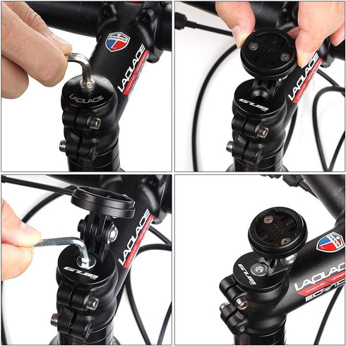 Angle Adjustable Bike Computer Mount - Stem Top Cap Holder Compatible with Garmin Edge, Wahoo Elemnt, Bryton, Cateye...