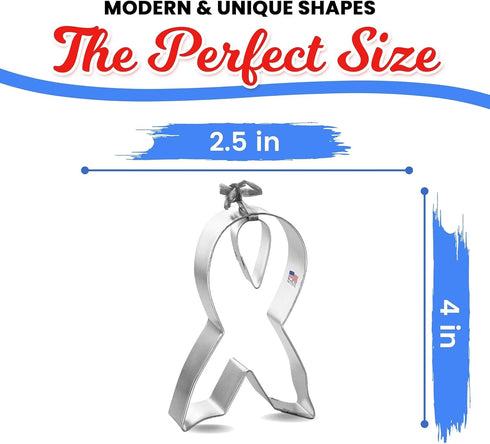 Awareness Ribbon Cookie Cutter 2 Pc Set – Ribbon, Tear Drop Cookie Cutters Hand Made in the USA from Tin Plated Steel...
