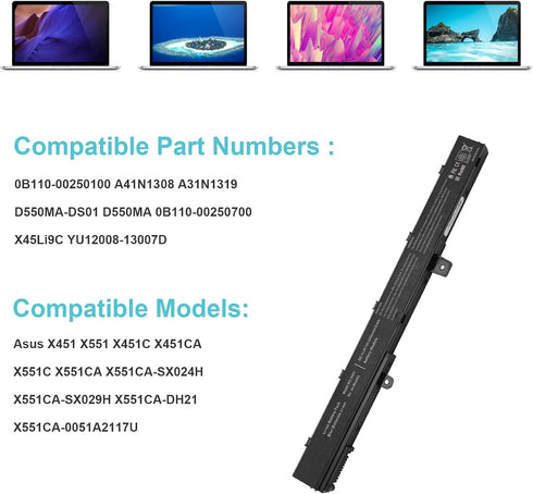 Fancy Buying Laptop Battery for Asus X551M X551 X551C X551CA X551MA X451 X451C Series A41 D550 0B110-00250100 A31N1319 A41N1308 A31LJ91 High Perfo...