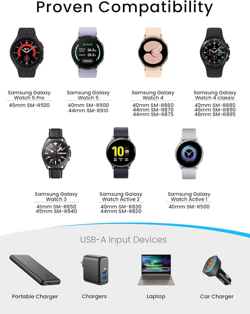 USB C Charger for Samsung Galaxy Watch 6/6 Classic/5/5 Pro/4/4 Classic/3/Active 2/Active 3.3ft USB Type C Magnetic Wireless Charging Cable Dock fo...