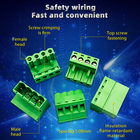 15pairs 4 Pin 5.08mm Pitch PCB Mount Screw?15Pcs 4 Pin PCB Mount Screw Terminal Block Connector with 15Pcs 4 Pin Plug...