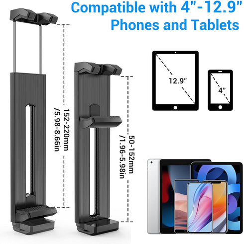 4"-12.9" Tablet Phone Mount for Tripod, Universal Tripod Mount Adapter for Cell Phone Pad Kindle, Tablet Tripod Mount with 1/4" Screw, Compatible ...