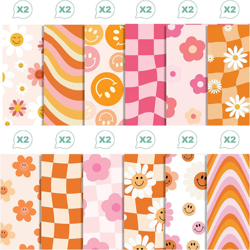 VIVIQUEN 24 Sheets Little Orange Daisy Double-Sided Scrapbook Paper 30x30cm Flower Craft Paper Folded Flat for DIY Decorative Background Card Maki...