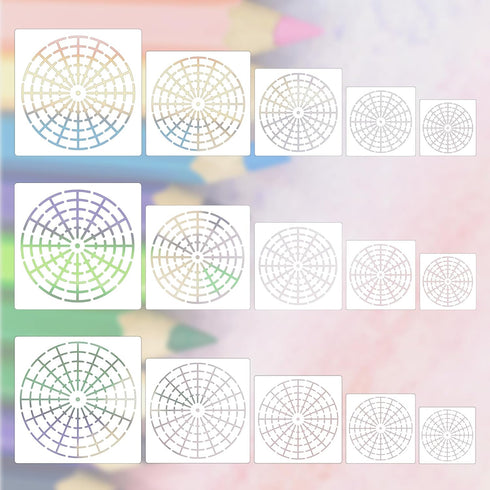 15Pcs Mandala Dot Painting Stencils, 8/12/16 Segment 3/4/5/6/8 Inches Reusable Stencils Segment Mandala Template Mandala Dot Painting Tool Stencil...