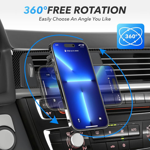Magnetic Car Phone Holder Mount, Upgraded Clip Car Cell Phone Holder, 360° Strong Magnet Phone Holder for Car, Phone Mount for Car Vent Compatible...