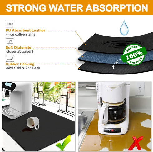 Dish Drying Mats for Kitchen Counter Coffee Mat Under Sink Mats for Kitchen Waterproof Dish Mat Drying Kitchen Mat Bar Mats for Countertop Coffee ...