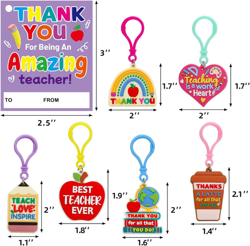 ceiba tree 30 Pack Teachers Appreciation Gift Bulk Thank You Teacher Keychains for Woman Man Key Chains and Cards...