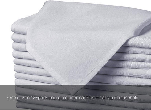 Surmente 20-Inch Polyester Cloth Napkins Linen Dinner Napkins - Set of 12 for Weddings, Banquets, or Restaurants (1-Dozen) (Silver)...
