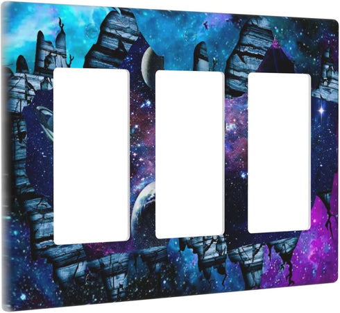 Starry Sky Triple Rocker GFCI Switch Plate Cover 3 Gang Decora Light Switch Cover Decorative Outlet Cover Wall Plate for Boy Bathroom Bedroom Game...