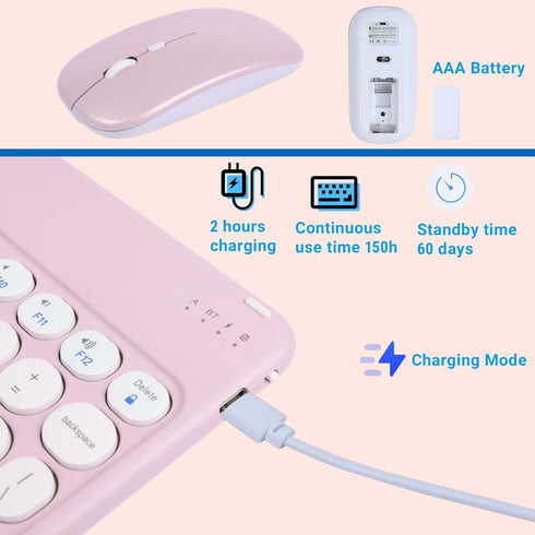 Bluetooth Keyboard and Mouse Combo Travel Rechargeable Ultra-Slim Mouse Keyboard Combo Wireless Portable Compact Keyboard and Mouse Set for Tablet...