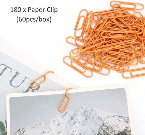 Paper Clips 180pcs, Orange 2.9x0.8cm Paper Clips Bookmarks Cute Paper Clips Small Paperclips for Office School Paper Files Organizing...
