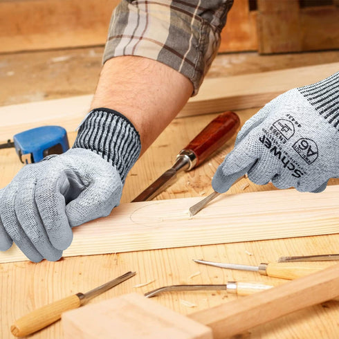 Schwer 3 Pairs AIR-SOFT Cut Resistant Gloves AR7120 ANSI A6 Cut Proof Work Gloves, Touchscreen, for Men and Women Used for Woodworking, Glass Cutt...