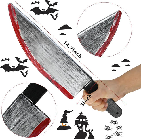 Knife Prop,2 PCS Halloween Plastic Fake Knife,Realistic Looking Prank Toy,Halloween Fake Decoration Plastic Slasher Knife,Cosplay Horror Party Sup...