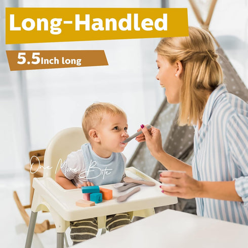 5 Pieces Silicone Baby Spoons Kids Utensils Self Feeding Supplies First Stage Baby Heat Resistant Food Spoon Safe Infant Baby Spoon for Over 6 Mon...