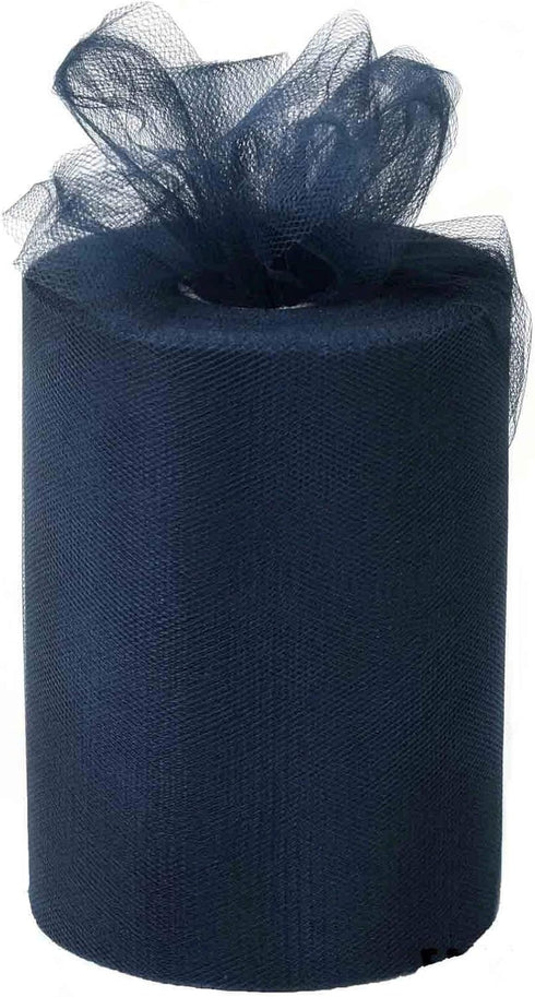 Navy Blue Tulle Wedding Decor - 6" x 100 Yards, Fabric Netting Ribbon, 4th of July, Police Support, Wreath, Garland, Veil, Streamers, Bows, Vetera...