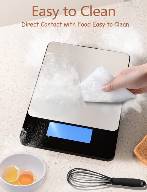 Food Scale -33lb Digital Kitchen Scale for Food Ounces Grams Rechargeable 304 Stainless Steel,Batteries and Type-C Charging | Perfect for Meal Pre...