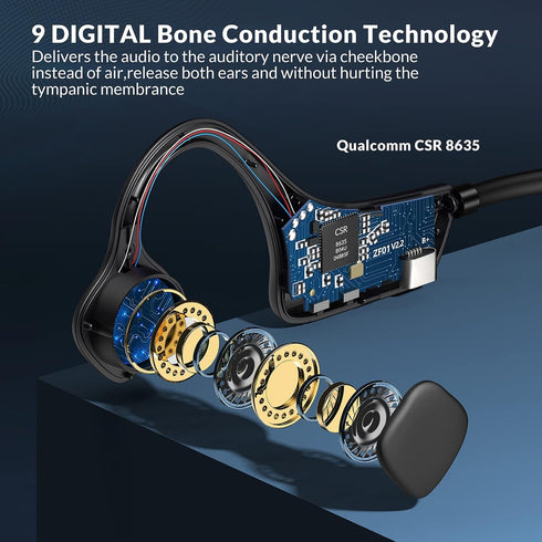 Bone Conduction Headphones Bluetooth 5.0,Wireless Open Ear Headphones with Built-in Mic,Waterproof Earphones,Sweatproof Sports Headset for Running...