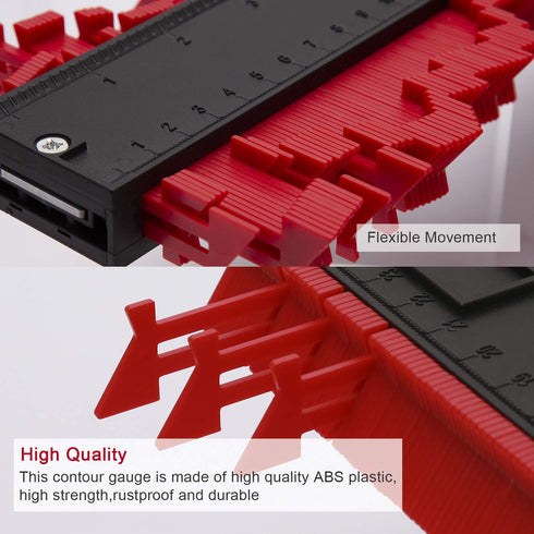 LUTER Plastic Contour Gauge, 10 Inch Profile Gauge Measure Ruler Contour Duplicator for Precise Measurement Tiling Laminate Wood Marking Tool (Red...