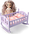 Baby Doll Crib, Wooden Baby Crib for Dolls, Doll House Furniture and Accessories Set, Small Baby Doll Crib Cradle, Baby Doll with Bed for Kids (Ba...