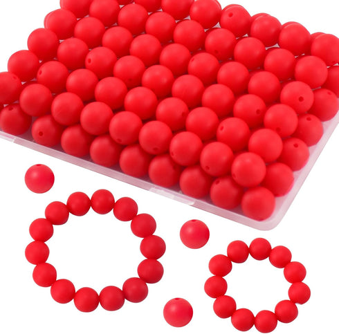 130PCS Silicone Beads for Keychain Making Kit 15mm Silicone Beads Bulk Round Rubber Beads Loose Beads for Pens DIY Necklace Bracelet Making (Straw...