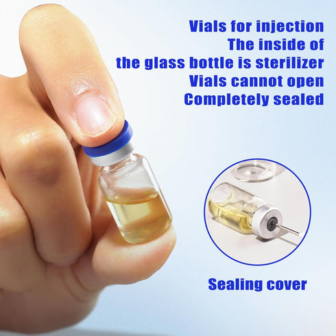 20ml Sealed Empty Vials for Injection, Transparent Glass Vials Self-Healing Injection Port, Liquid Sample Storage Vial with Caps(10pcs)...