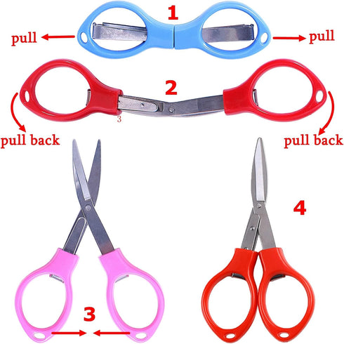 3 Pcs Folding Scissors,Portable Mini Travel Trip Scissors,Safety Foldable Small Scissors,Crafting Scissors,Stainless Steel Telescopic Cutter Used ...