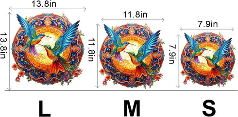 Wooden Jigsaw Puzzles, Mandala Hummingbirds Wooden Puzzles for Adults and Kids, Unique Shape Animal Wooden Puzzle, Wood Puzzles Adults, Perfect Ch...