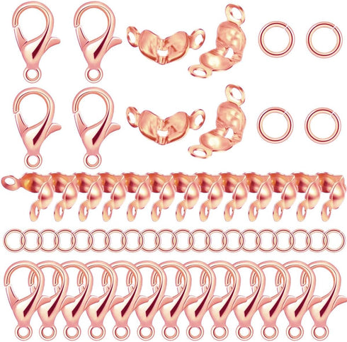 800 Pcs Jewelry Making Accessories Set with 100 Pieces Lobster Claw Clasp 200 Pieces Bead Tips Knot Covers and 500 Pieces Open Jump Ring Connector...