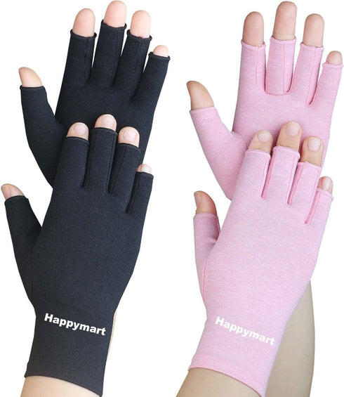 2 Pairs Arthritis Gloves, Hand Compression Gloves for Rheumatoid, Pain Relief, Carpal Tunnel, Swelling, Joint Support, Driving Fingerless Gloves f...