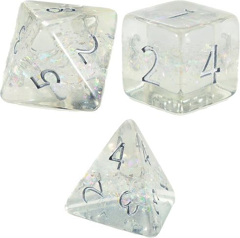 Gate Keeper Games and Dice: Holographic Dice: Unicorn - 7pc Set, Transparent, Holographic Glitter Swirl, 7 Resin Dice for Role Playing Games...