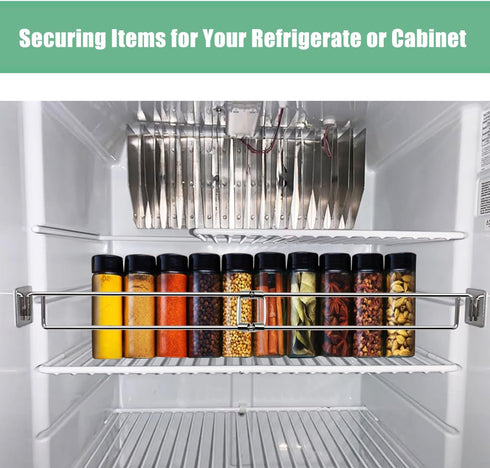 RV Refrigerator Bar Stainless Steel Adjustable Fridge Tension Rod Holds Food and Drinks in Place,Tension-Style 12.3-22.4" for Camper Refrigerator,...